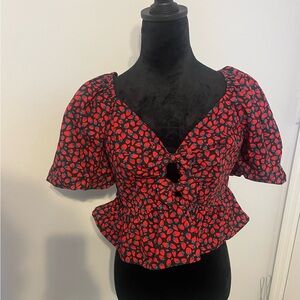 Strawberry crop top.